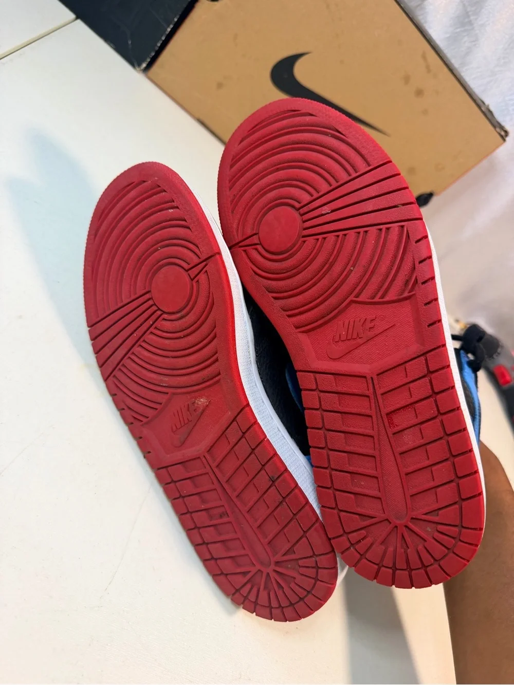 Jordan Kids High-Top Sneakers in Red, Black & Blue
